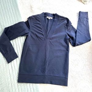Dirk Bikkembergs Navy Pull Over V Neck Sweatshirt Sz Med